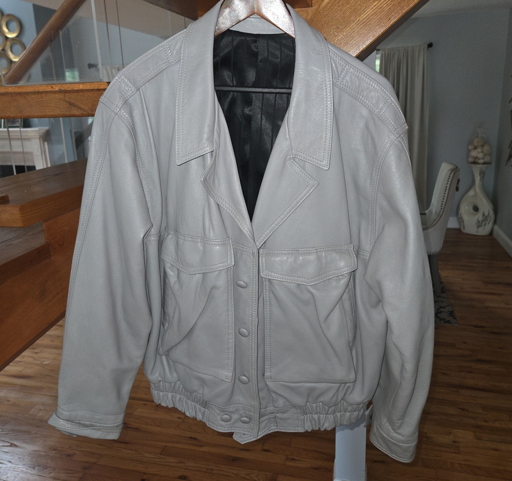 Vintage Men's Bomber Jacket - Light Gray